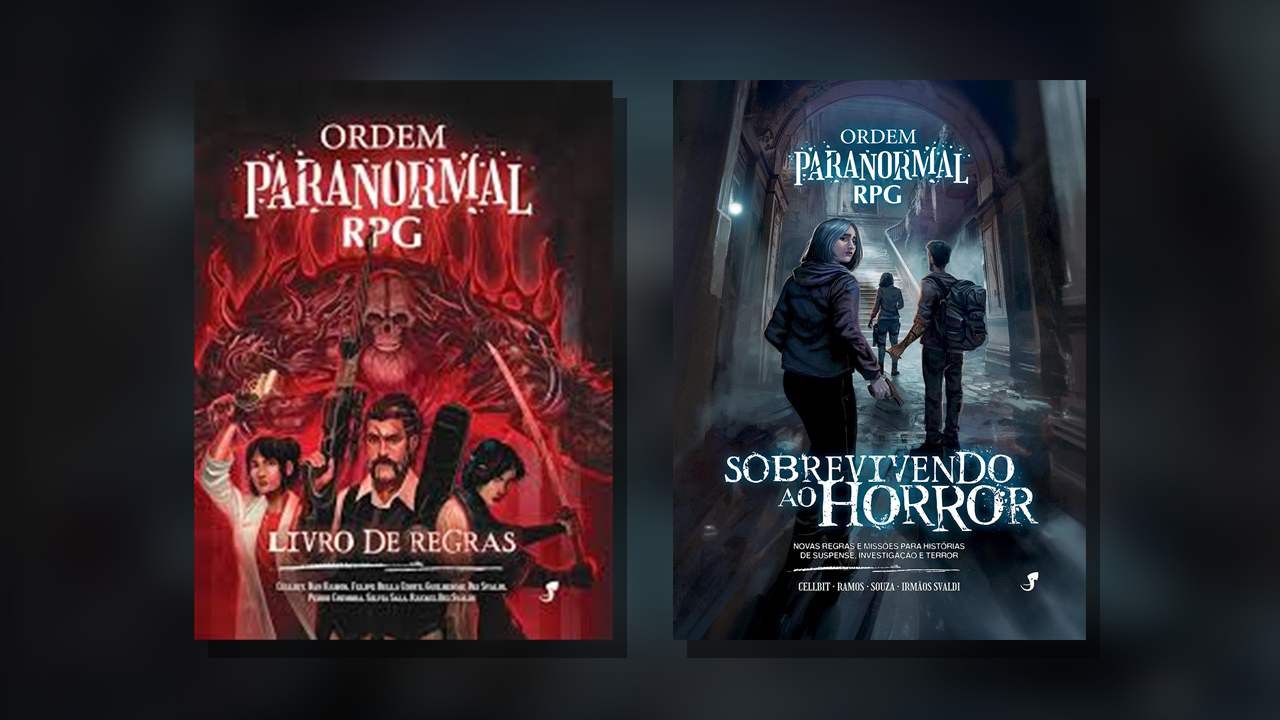 Capas do Livro de Regras e do suplemento Sobrevivendo ao Horror de Ordem Paranormal RPG